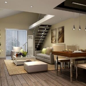 Duplex Living Room With Stairs