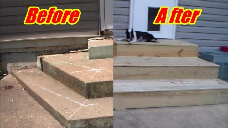 Best Wood Front Steps Over Concrete Image 013