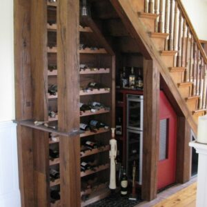 Wine Bar Design Under Stairs