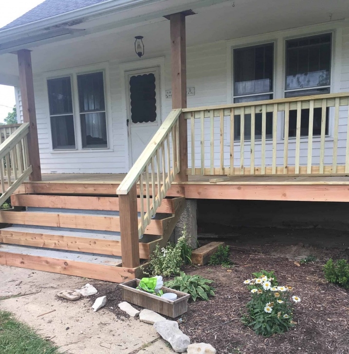 Inspiring Wood Front Steps Over Concrete Image 427