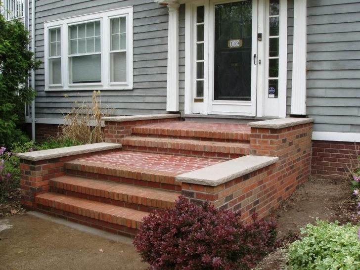 Interesting Front Door Brick Steps Design Picture 297